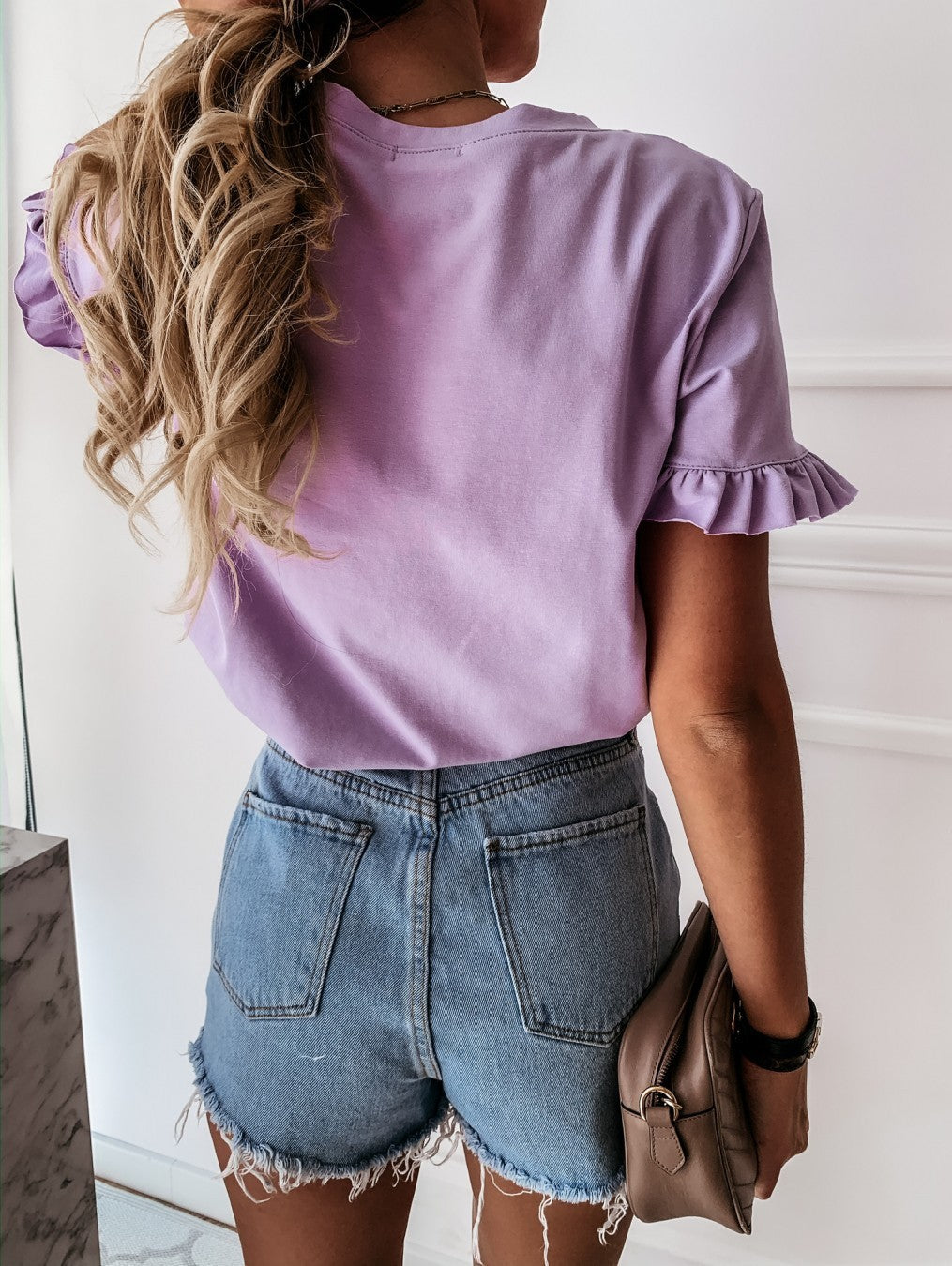 T-shirt chic à Manches à Volants - Look Casual