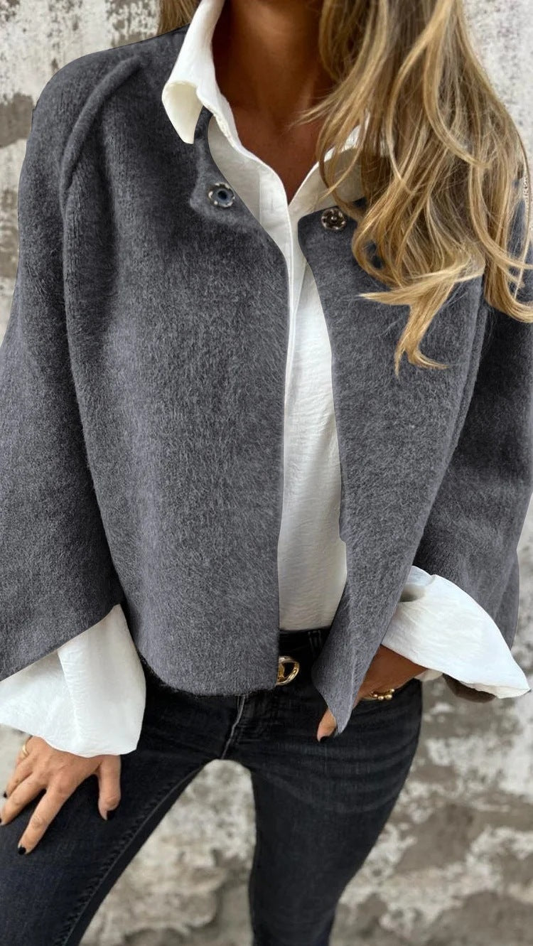 Manteau manches longues en cachemire court