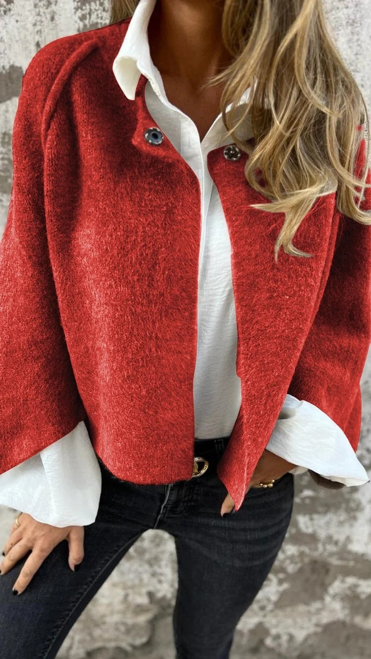 Manteau manches longues en cachemire court