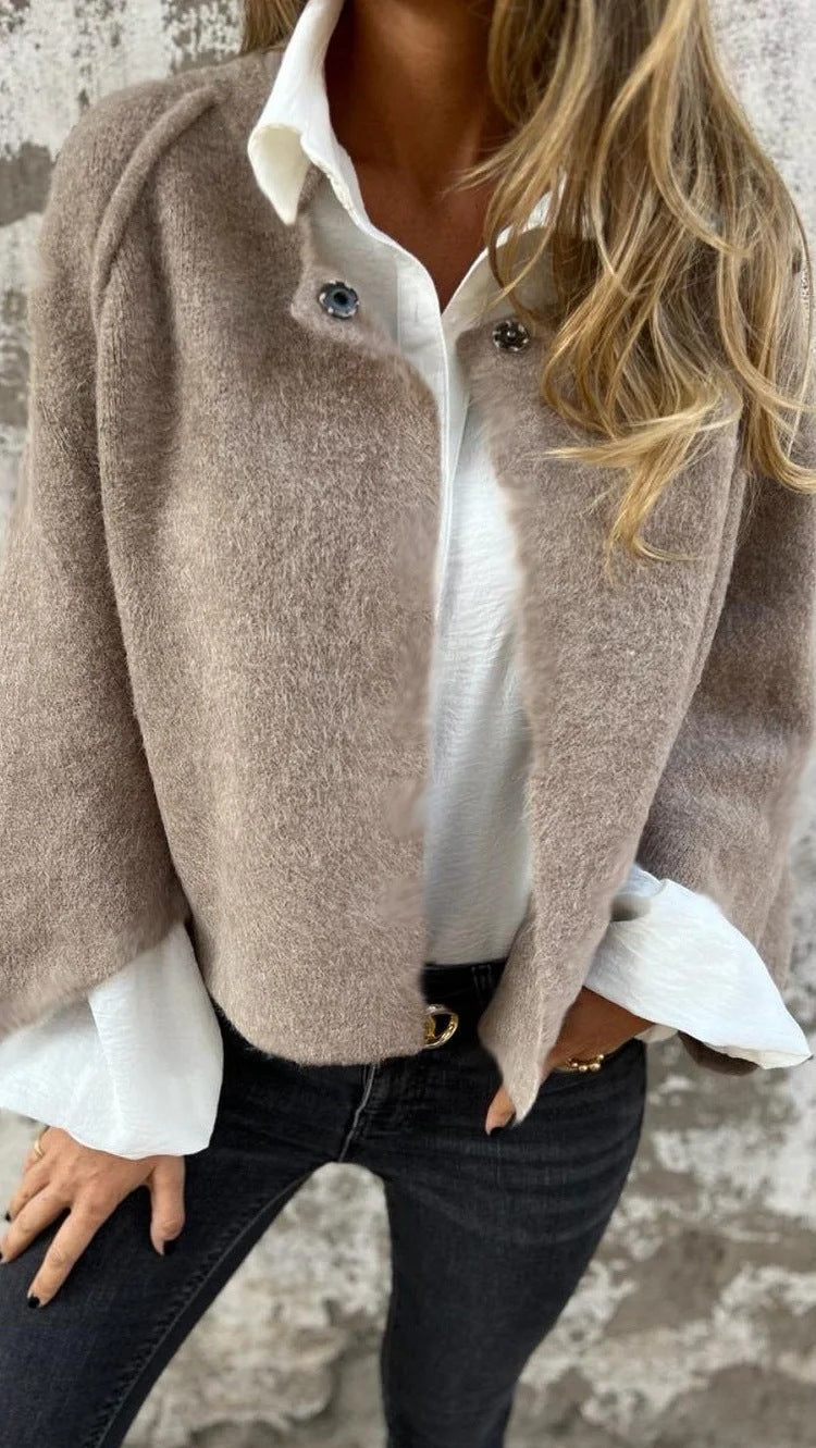 Manteau manches longues en cachemire court