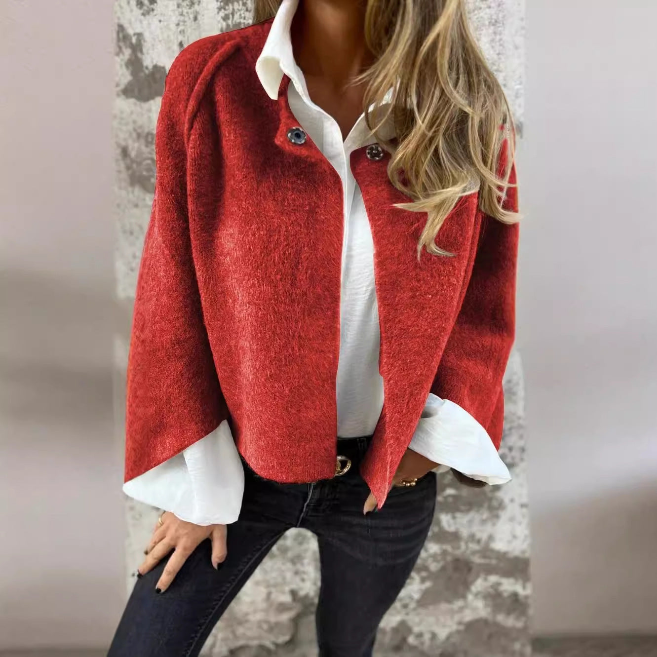 Manteau manches longues en cachemire court