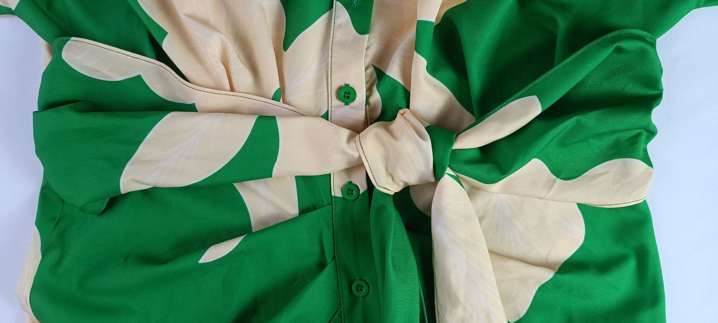 Robe chemisier imprimée à manches courtes