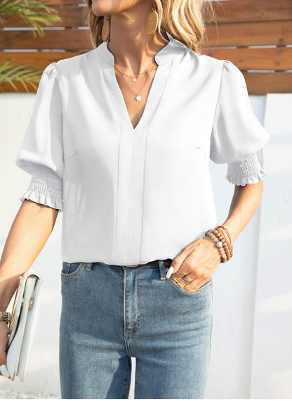 Chemise chic Col-V demi-manches